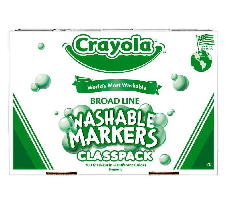 Washable Broad Line Markers Classpack, 200 Count, 8 Colors
